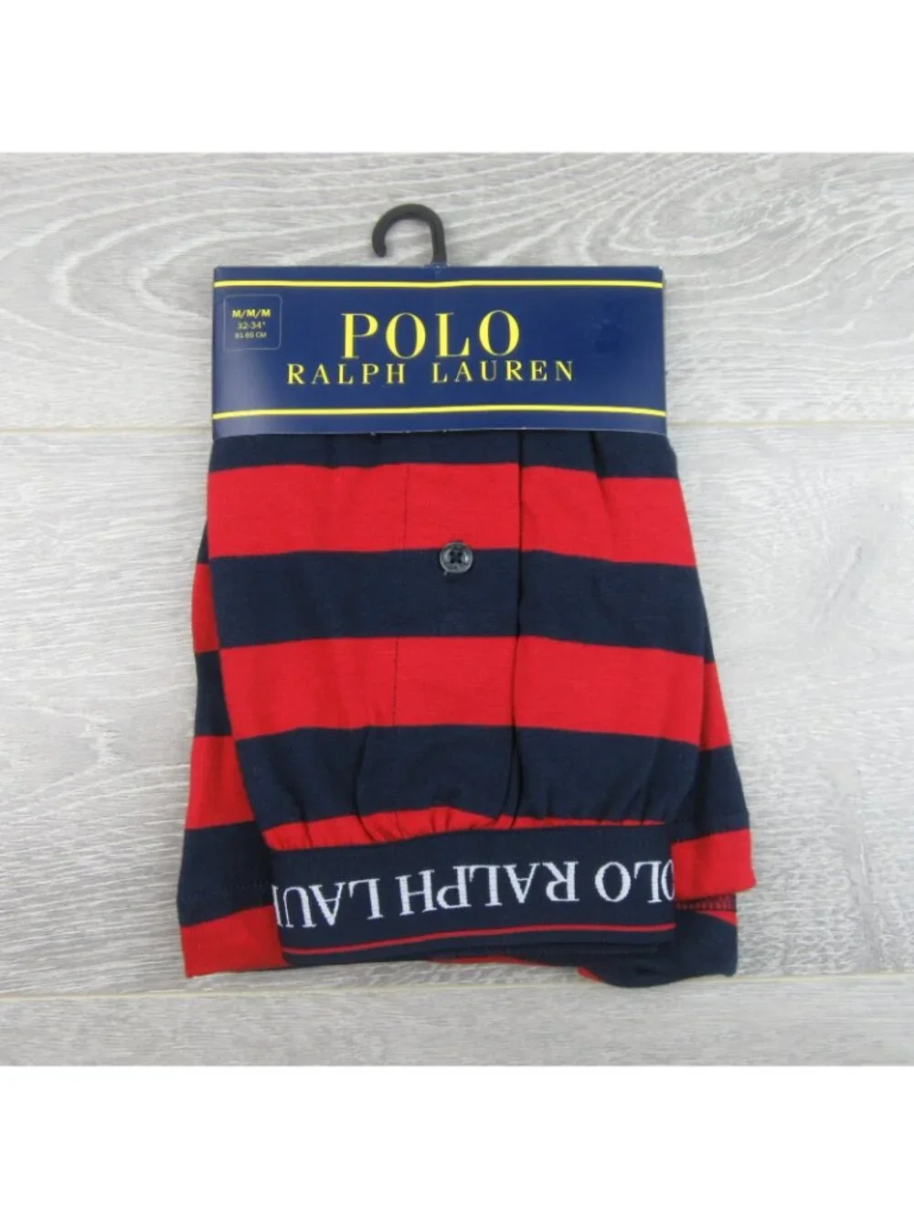 Polo Ralph Lauren Boxer Briefs Men's Size Medium Red Navy Striped NEW LBKBB1